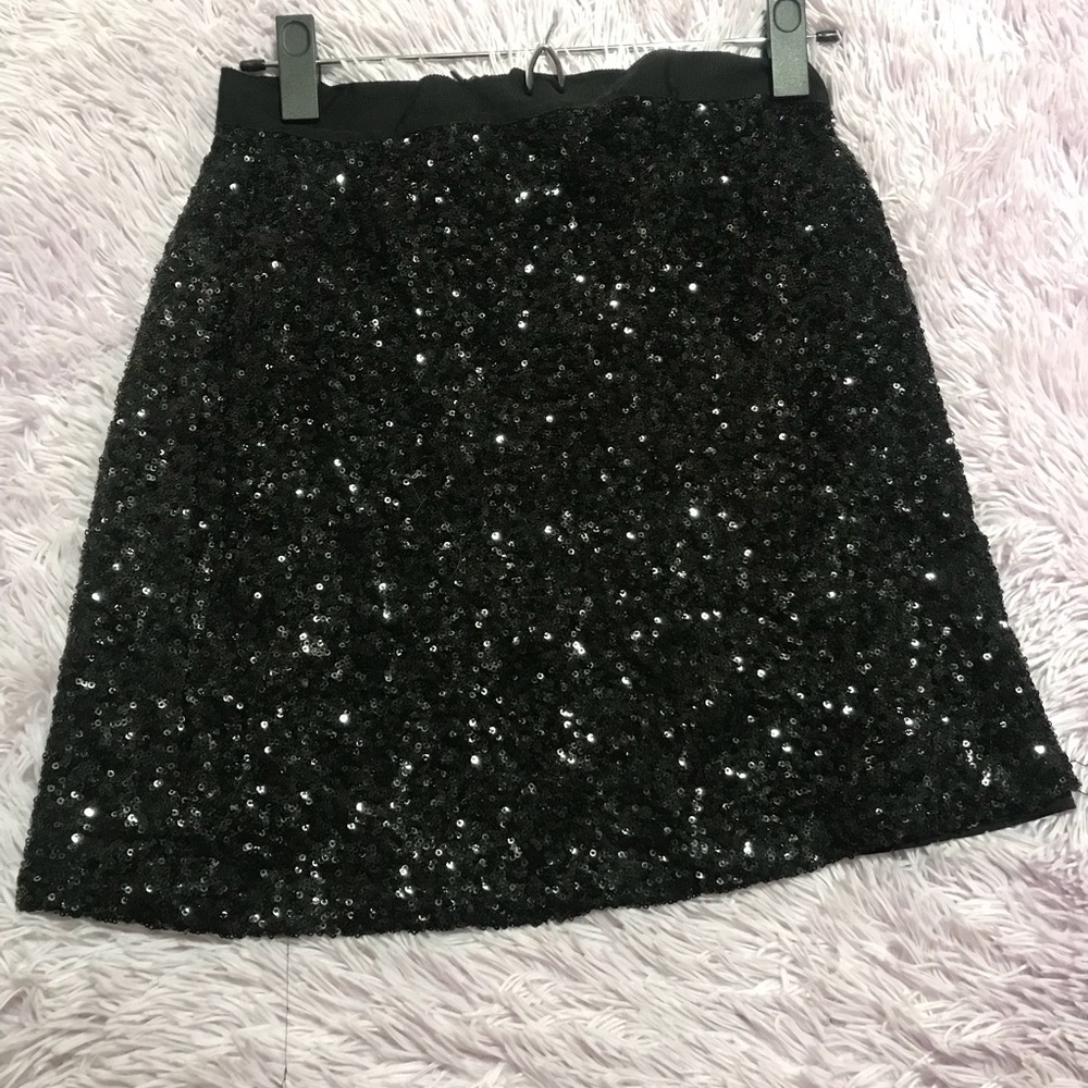 Black sequin mini skirt